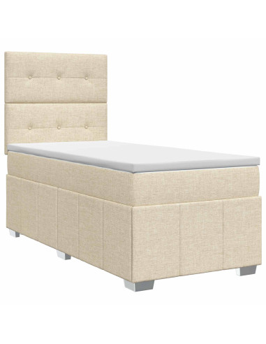 Letto box spring con materasso Crema 80 x 200 cm Tessuto