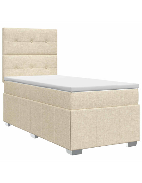 Letto box spring con materasso Crema 80 x 200 cm Tessuto