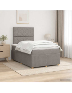 Letto box spring con materasso Tortora 120 x 190 cm Tessuto