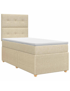 Letto box spring con materasso Crema 80 x 200 cm Tessuto