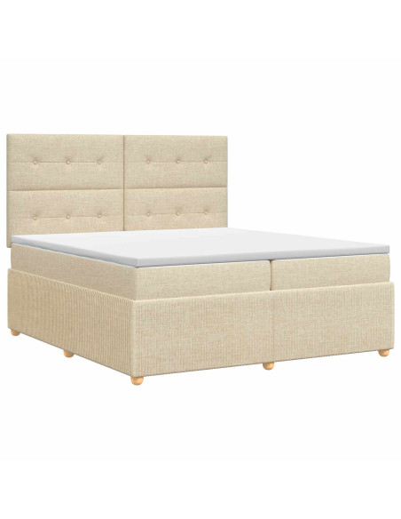 Letto box spring con materasso Crema 160 x 200 cm Tessuto