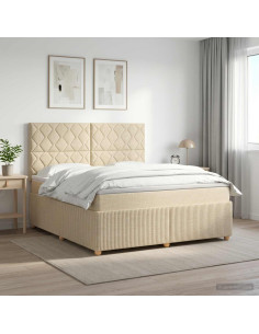 Letto box spring con materasso Crema 180 x 200 cm Tessuto