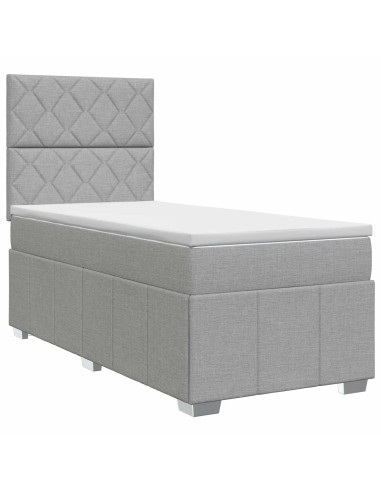 Letto box spring con materasso Grigio Chiaro Singolo Tessuto