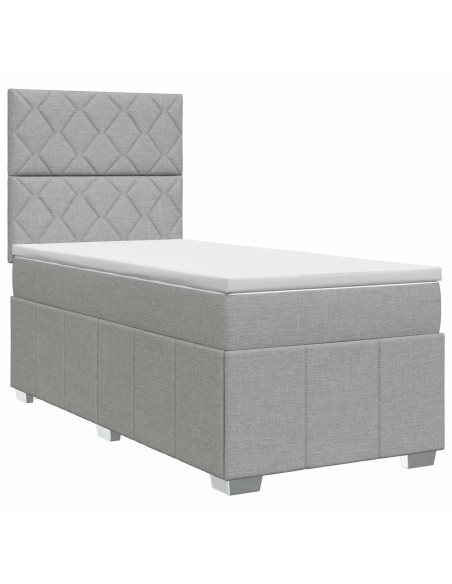 Letto box spring con materasso Grigio Chiaro Singolo Tessuto