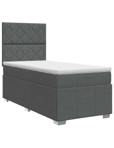 Letto box spring con materasso Grigio Scuro Singolo Tessuto 2