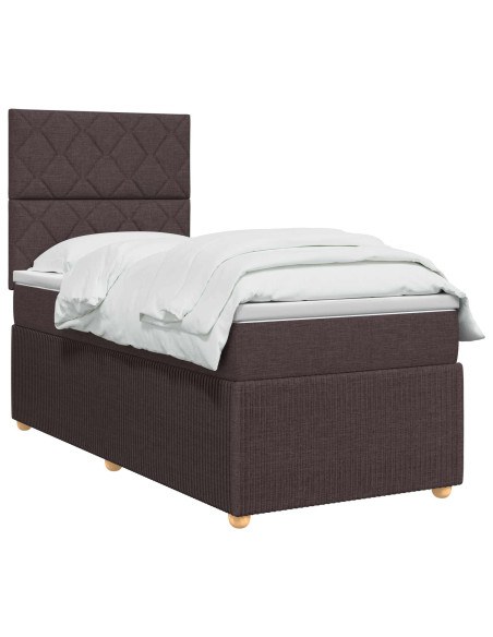 Letto box spring con materasso Marrone Scuro 90 x 190 cm