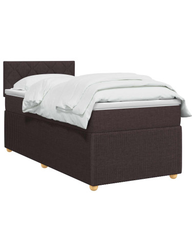 Letto box spring con materasso Marrone Scuro 80 x 200 cm