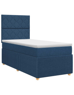 Letto box spring con materasso Blu 90 x 190 cm Tessuto 2