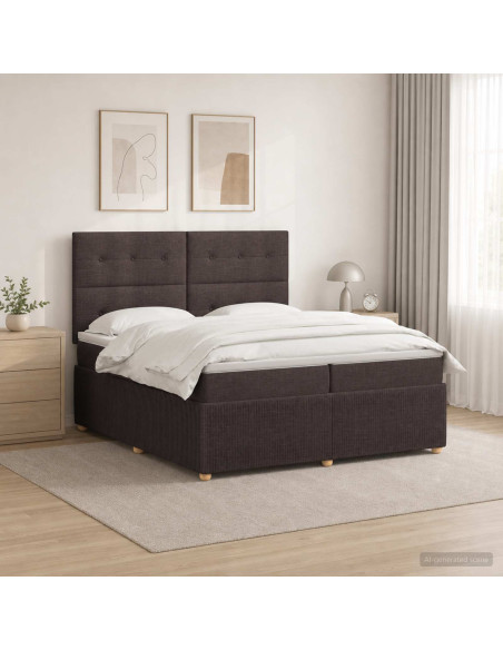 Letto Box Spring LED con Materasso Marrone Scuro 200 x 200 cm