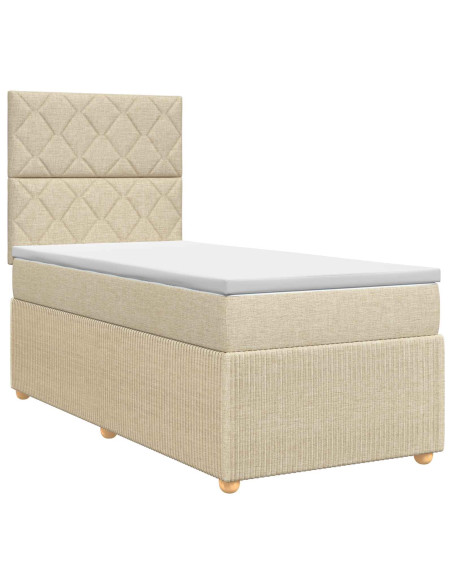 Letto box spring con materasso Crema 90 x 200 cm Tessuto