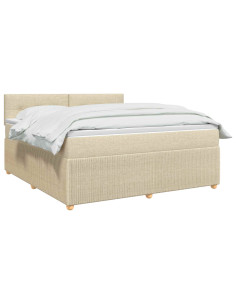 Letto box spring con materasso Crema 160 x 200 cm Tessuto 2