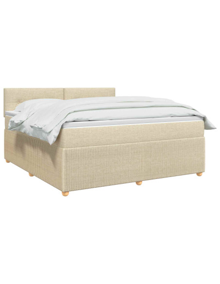 Letto box spring con materasso Crema 160 x 200 cm Tessuto