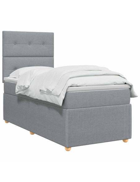 Letto box spring con materasso Grigio Chiaro 100 x 200 cm