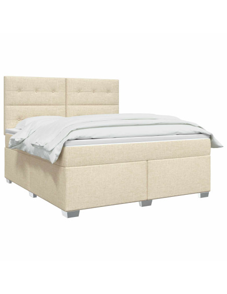 Letto box spring con materasso Crema 160 x 200 cm Tessuto