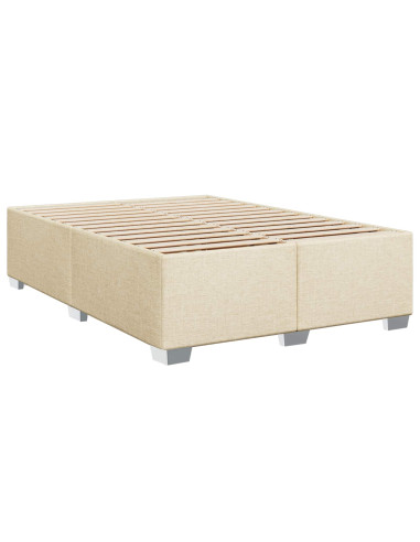 Letto box spring con materasso Crema 160 x 200 cm Tessuto