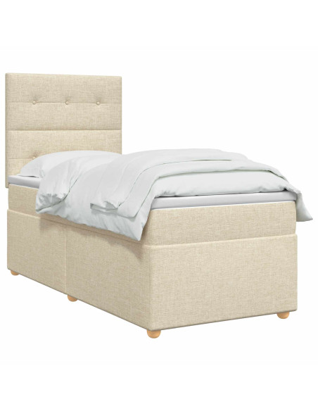 Letto box spring con materasso Crema 80 x 200 cm Tessuto