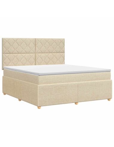 Letto box spring con materasso Crema 180 x 200 cm Tessuto