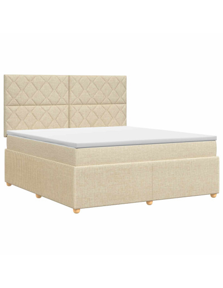Letto box spring con materasso Crema 180 x 200 cm Tessuto
