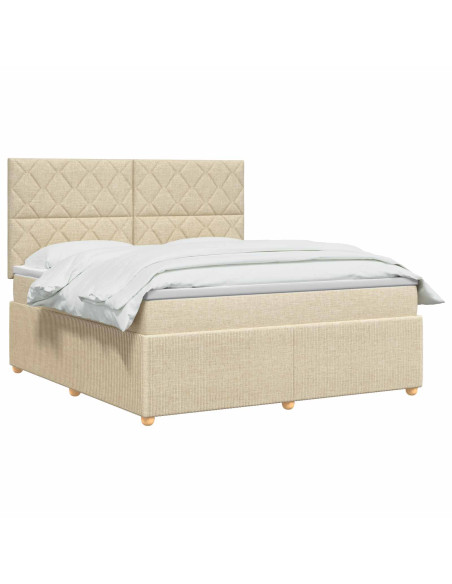 Letto box spring con materasso Crema 180 x 200 cm Tessuto