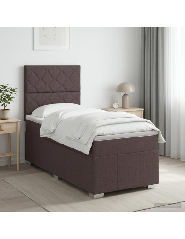 Letto box spring con materasso Marrone Scuro 90 x 200 cm