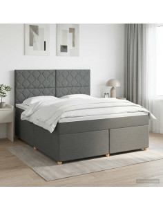 Letto box spring con materasso Grigio Scuro 180 x 200 cm