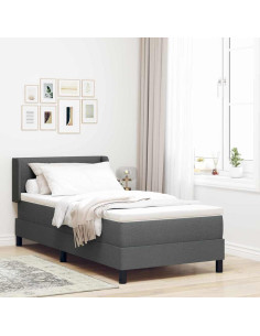 Letto a molle con testiera Grigio scuro 200 x 100 cm Tessuto