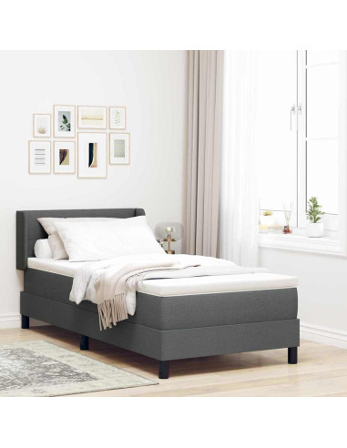 Letto a molle con testiera Grigio scuro 200 x 100 cm Tessuto