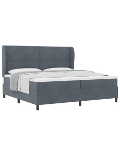 Letto a molle con testiera Grigio scuro 200 x 200 cm Velluto 2