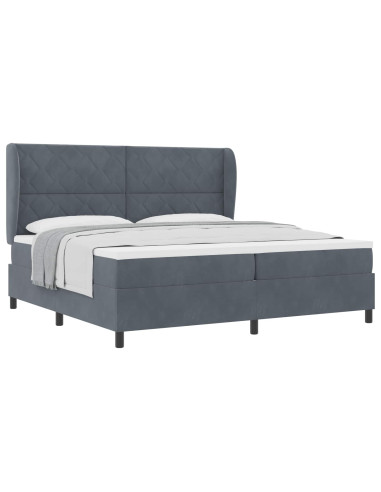 Letto a molle con testiera Grigio scuro 200 x 200 cm Velluto