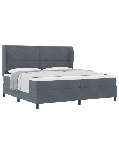 Letto a molle con testiera Grigio scuro 200 x 200 cm Velluto