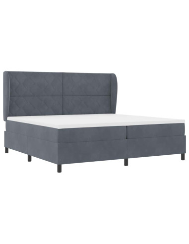 Letto a molle con testiera Grigio scuro 200 x 200 cm Velluto