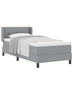 Letto a molle con testiera Grigio chiaro 200 x 200 cm Tessuto 2
