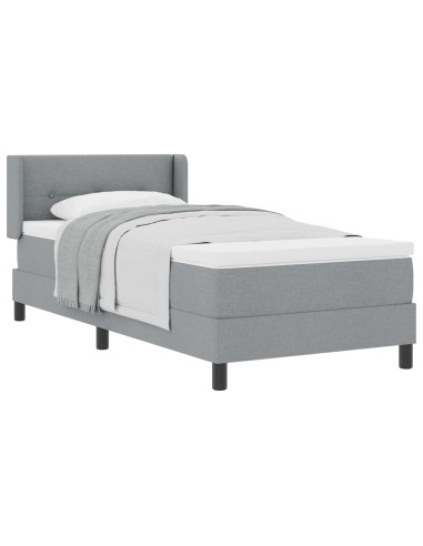 Letto a molle con testiera Grigio chiaro 200 x 200 cm Tessuto
