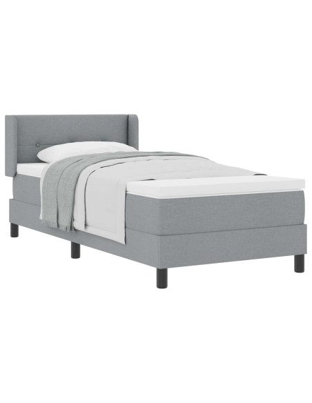 Letto a molle con testiera Grigio chiaro 200 x 200 cm Tessuto
