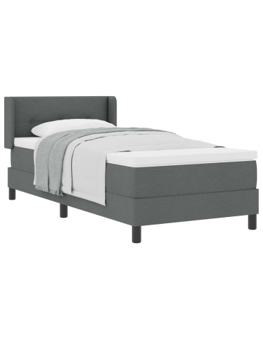 Letto a molle con testiera Grigio scuro 200 x 100 cm Tessuto
