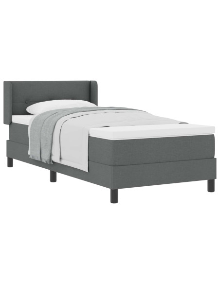 Letto a molle con testiera Grigio scuro 200 x 100 cm Tessuto