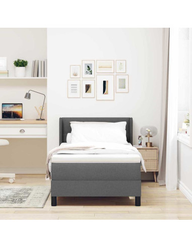 Letto a molle con testiera Grigio scuro 200 x 100 cm Tessuto