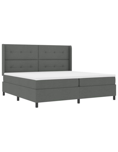 Letto a Sorgente LED Grigio scuro 200 x 200 cm Tessuto