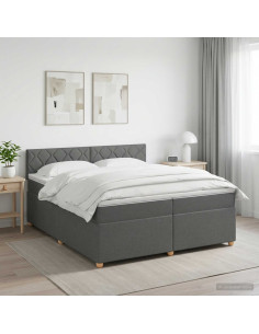 Letto box spring con materasso Grigio Scuro 200 x 200 cm