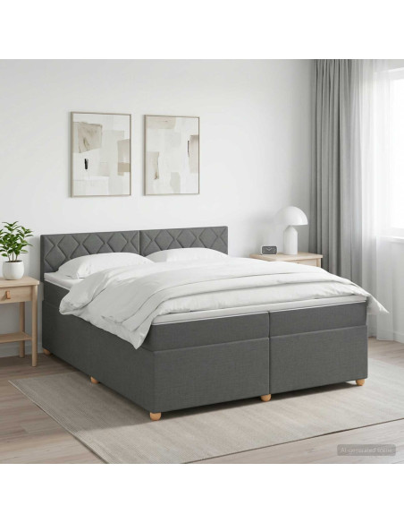 Letto box spring con materasso Grigio Scuro 200 x 200 cm