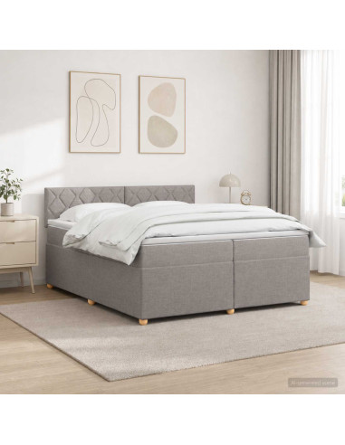 Letto box spring con materasso Tortora 200 x 200 cm Tessuto