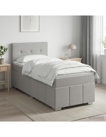 Letto box spring con materasso Grigio Chiaro 80 x 200 cm