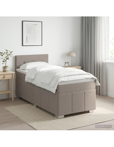 Letto box spring con materasso Tortora 90 x 200 cm Tessuto
