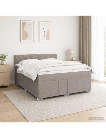 Letto box spring con materasso Tortora 180 x 200 cm Tessuto