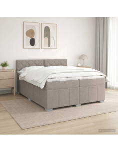 Letto box spring con materasso Tortora 200 x 200 cm Tessuto