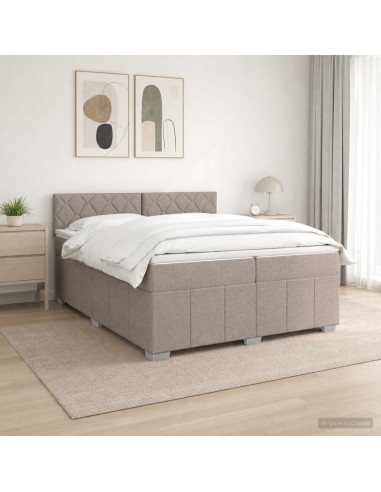 Letto box spring con materasso Tortora 200 x 200 cm Tessuto