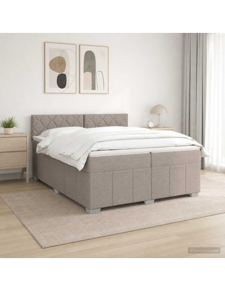 Letto box spring con materasso Tortora 200 x 200 cm Tessuto