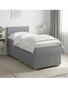 Letto box spring con materasso Grigio Chiaro 80 x 200 cm