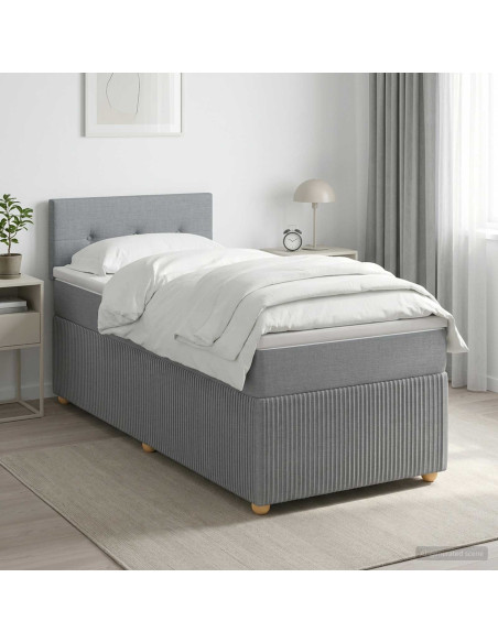 Letto box spring con materasso Grigio Chiaro 80 x 200 cm