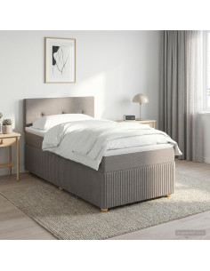 Letto box spring con materasso Tortora 80 x 200 cm Tessuto
